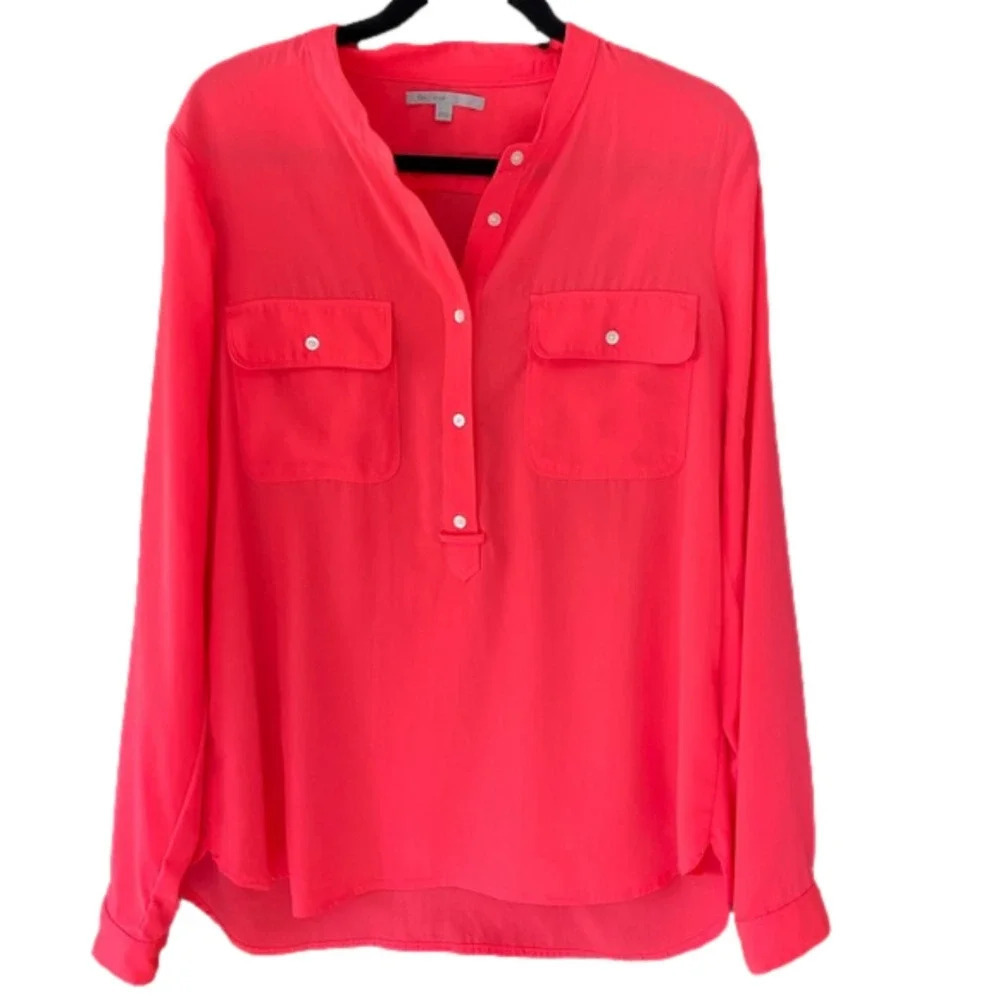 Gap Bright Salmon Colored Long Sleeve Blouse Size M - Picture 1 of 5